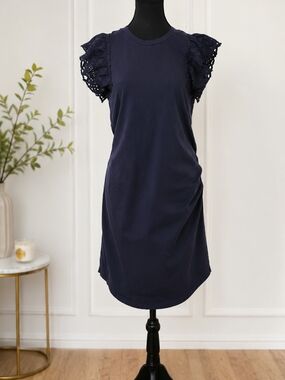 Lace Sleeve Navy Mini Dress